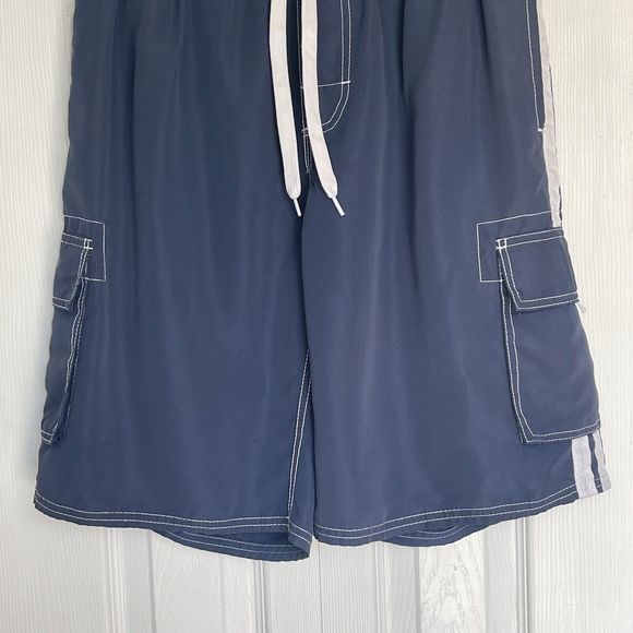 Asbury Threadz Mens Trunk Medium Elastic Waist Swim Navy Mako Core Performance - Picture 11 of 16